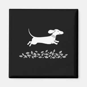 Happy Dachshund With Autumn Leaves For Pet Lovers  Magnet