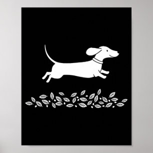Happy Dachshund With Autumn Leaves For Pet Lovers  Poster