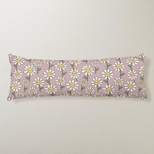 Happy Daisies Pattern - Cute Floral Design Body Cushion (Front)