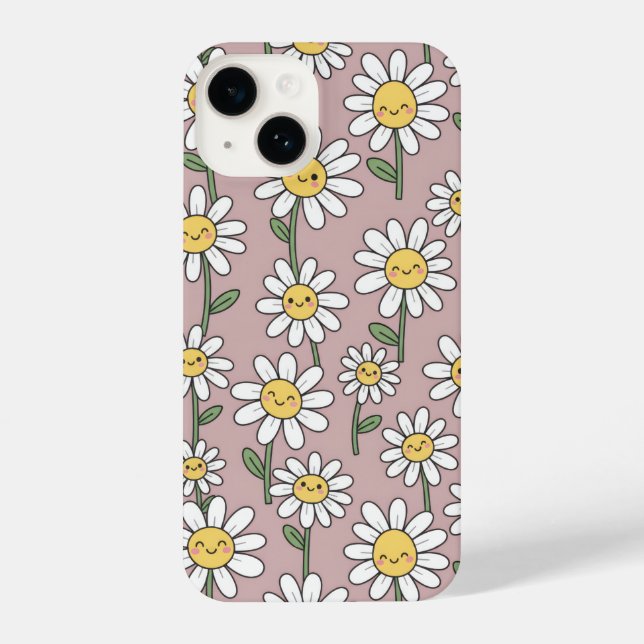 Happy Daisies Pattern - Cute Floral Design iPhone Case (Back)