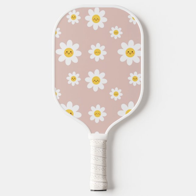Happy Daisies Pink Pickleball Paddle (Front)