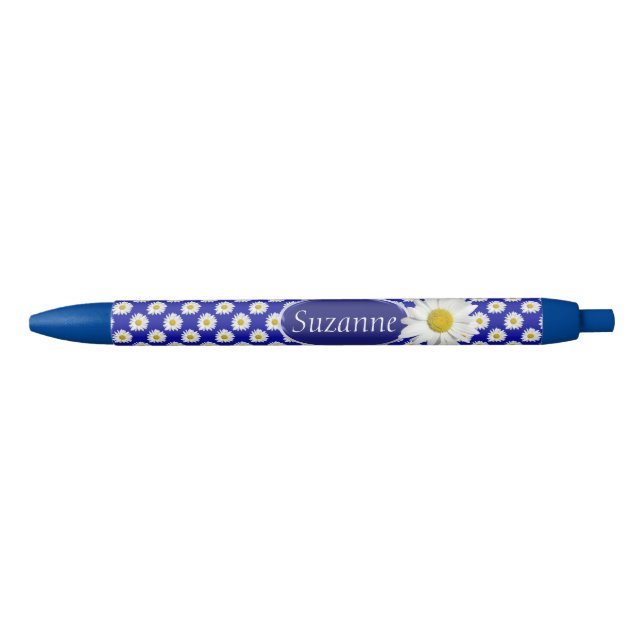 Happy Daisies with Personal Name Blue Ink Pen (Front)