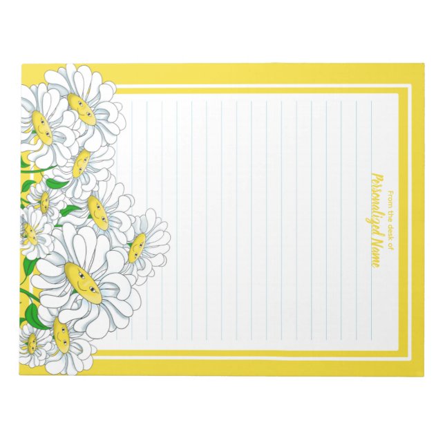 Happy Daisies Yellow-White Line  Notepad (Front)
