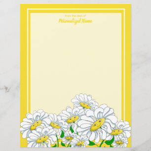 Happy Daisies Yellow-Yellow Unlined Paper Sheet