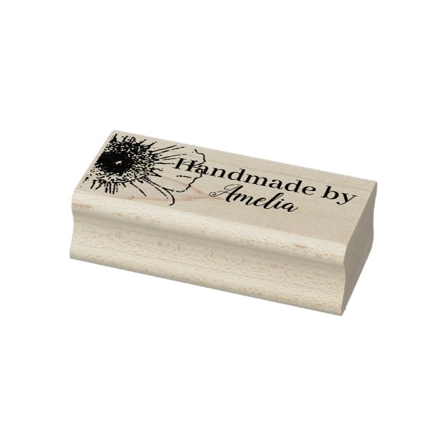 Happy Daisy "Handmade by" Rubber Stamp (Stamp)