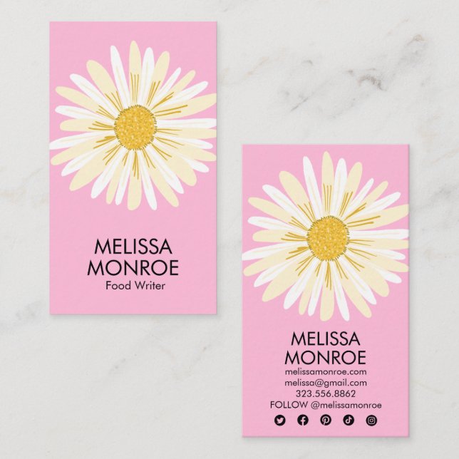 Happy Daisy illustrated Social Media Icons  Business Card (Front/Back)