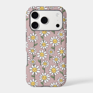 Happy Daisy Smiles Pink Floral Pattern