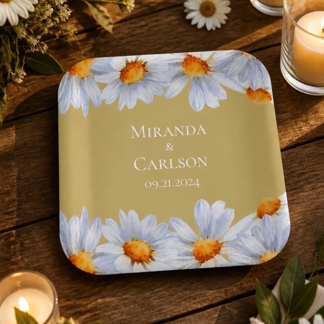 Happy Daisy Wedding Paper Plate (Creator Uploaded)