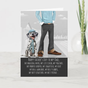 Happy Dalmatian Dog and Dad Funny Father's Day Holiday Card
