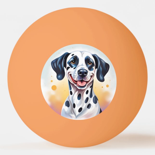 Happy Dalmatian Dog Pet Ping Pong Ball (Front)
