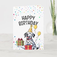 Happy Dalmatian with Party Hat Birthday