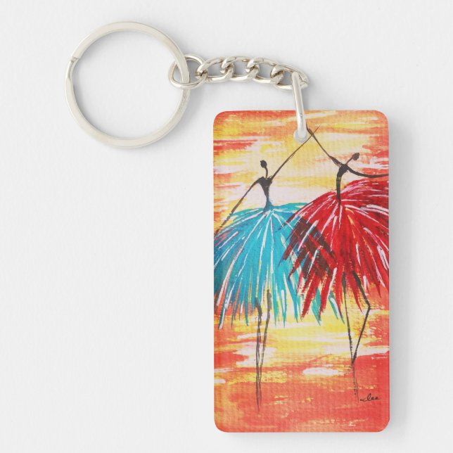 Happy Dancers Acrylic Keychain, (double-sided) Key Ring (Front)