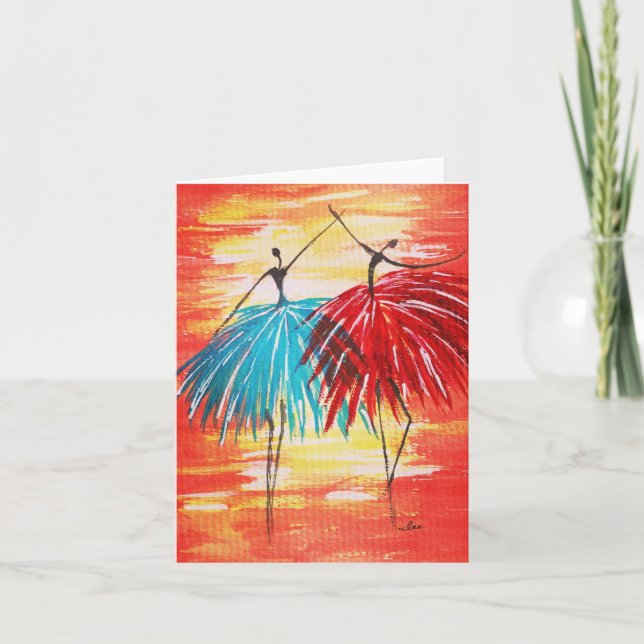 Happy Dancers - BLANK Note Card (Front)