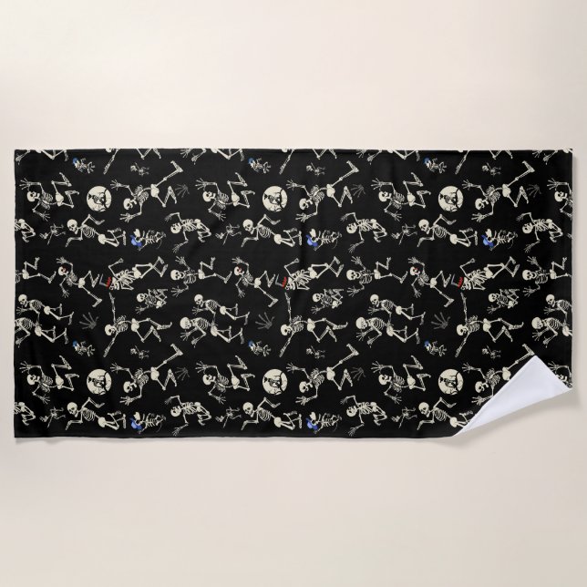 Happy Dancing Bones Beach Towel (Front)