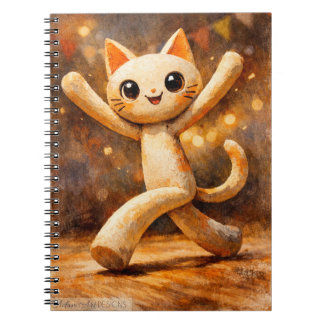 Happy Dancing Cat Whimsical Art Notebook