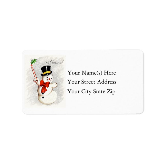 Happy Dancing Christmas Snowman Address Label (Front)
