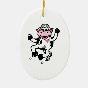 Happy Dancing Cow Ceramic Tree Decoration