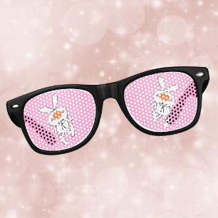Happy Dancing Cute Cartoon White Rabbit Bunny Retro Sunglasses
