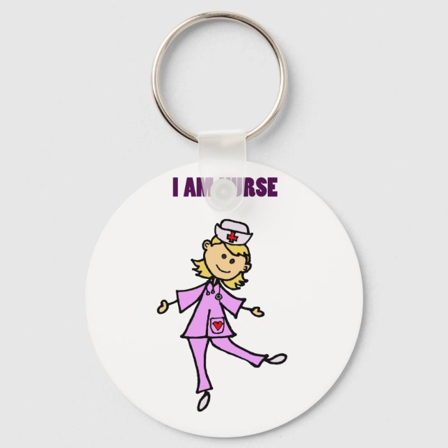 Happy Dancing Nurse Art Key Ring (Front)