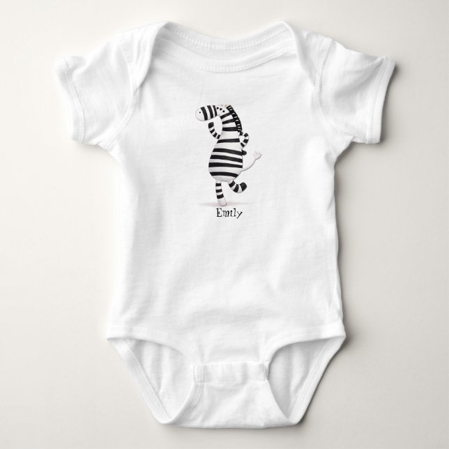 Happy Dancing Zebra Newborn Baby Bodysuit (Front)