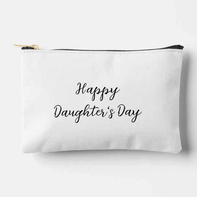 Happy daughters day si.ple minimal add name text t accessory pouch (Front)