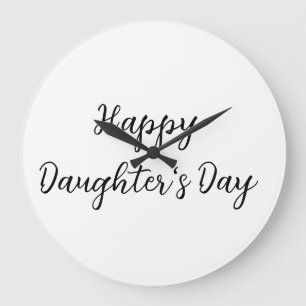 Happy daughters day si.ple minimal add name text t large clock
