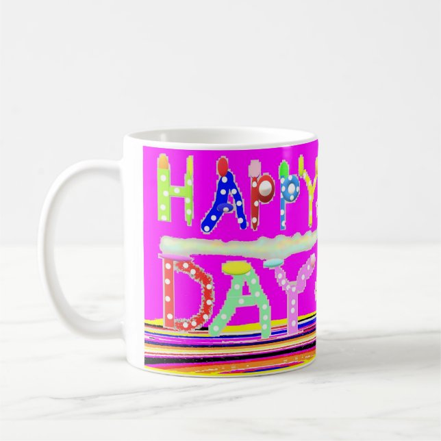 Happy day art design sugar candy brite colours coffee mug (Left)