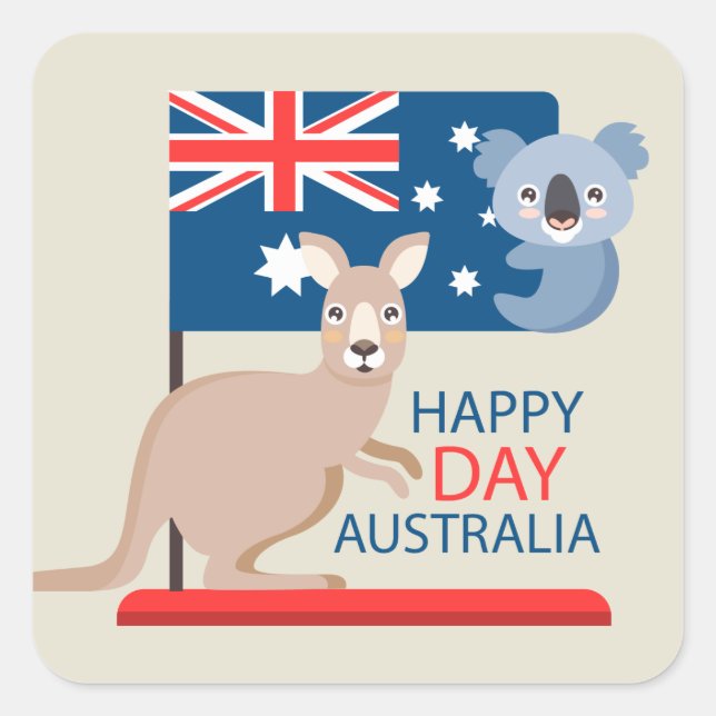Happy Day Australia Square Sticker (Front)