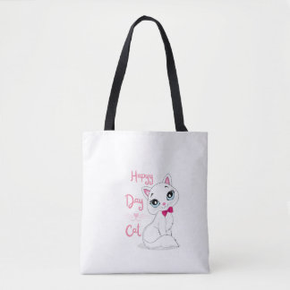 happy day cat love cats pink  tote bag