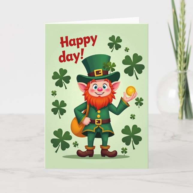 Happy Day Leprechaun Luck Card (Front)