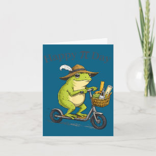 Happy day pie 3.14 frog scooter funny math teacher card