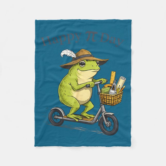 Happy day pie 3.14 frog scooter funny math teacher fleece blanket (Front)