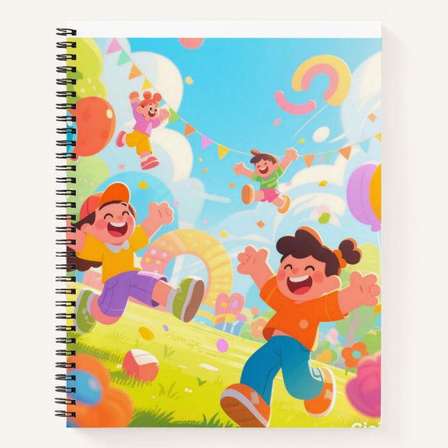 ✨ Happy Day Spiral Notebook | Cute Kids Design (Front)