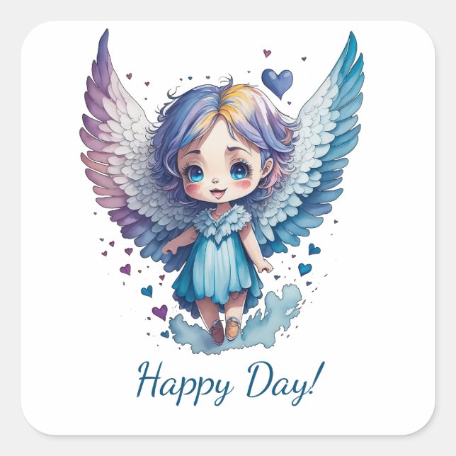 Happy Day! Square Sticker (Front)