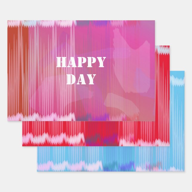 HAPPY DAY Three Colors Wrapping Paper Sheet Set (Set)
