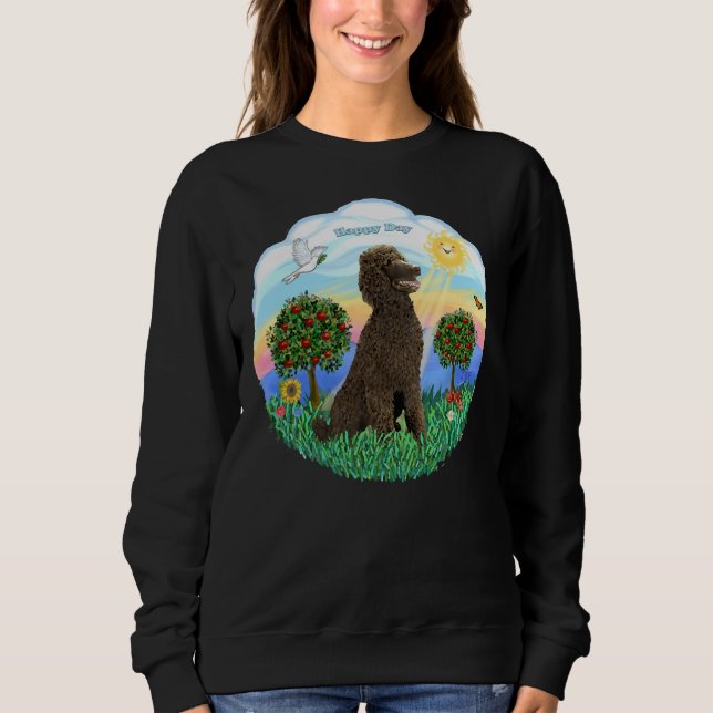 Happy Day with a Standard Poodle  Chocolate      Sweatshirt (Front)
