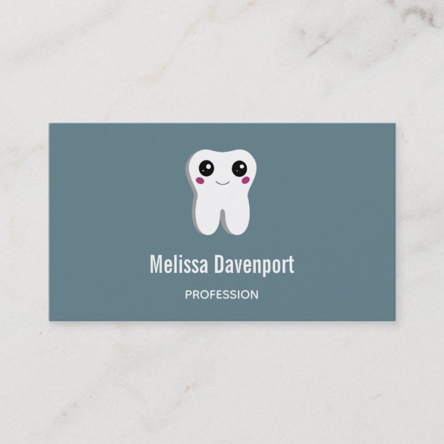 Happy Dental Tooth Smiling Cute Business Card (Front)