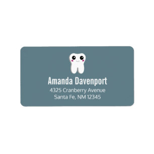 Happy Dental Tooth Smiling Cute Drawing Address Label