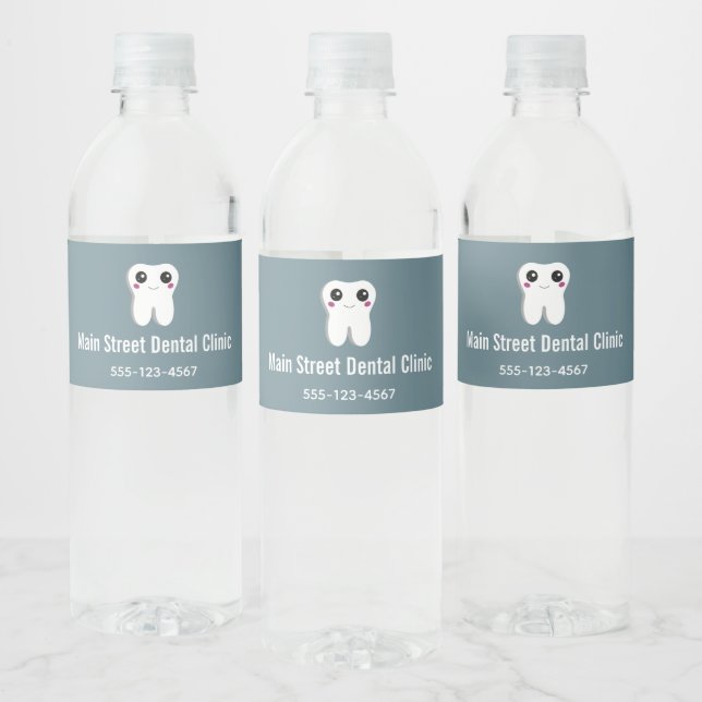 Happy Dental Tooth Smiling Water Bottle Label (Bottles)