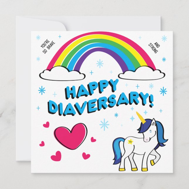 Happy Diaversary [Blue Unicorn] Card (Front)