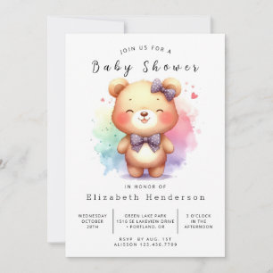 Happy Digital Bear Baby Shower Invitation