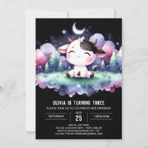 Happy Digital Cow Birthday Invitation