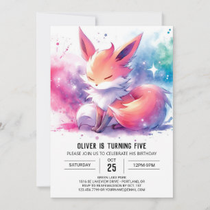 Happy Digital Fox Birthday Invitation