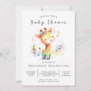 Happy Digital Giraffe Baby Shower Invitation