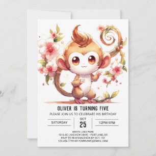 Happy Digital Monkey Birthday Invitation
