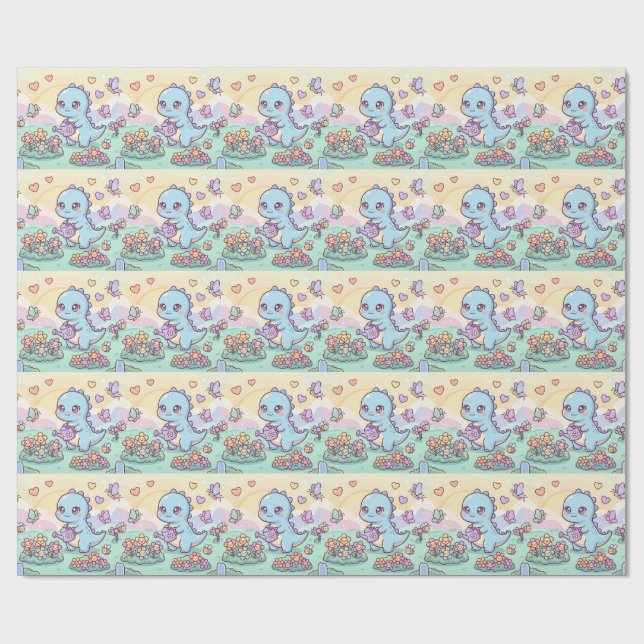 Happy Dino Garden Wrapping Paper (Flat)