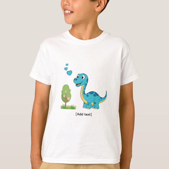 Happy Dino Nature Scene - Personalized Kids Birthd T-Shirt (Front)