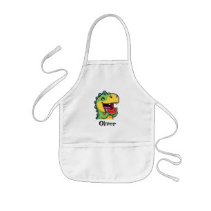 Happy Dinosaur Eating Watermelon Kids Apron