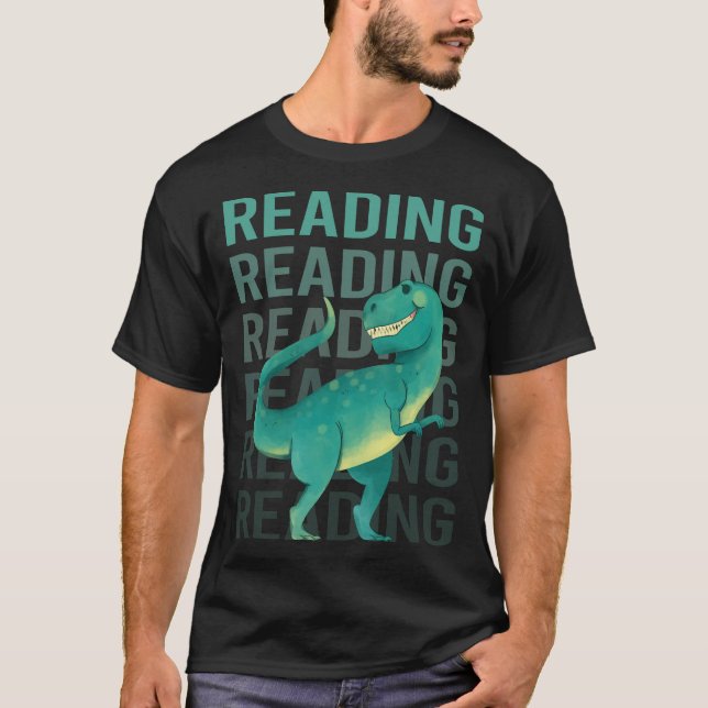 Happy Dinosaur Reading T-Shirt (Front)