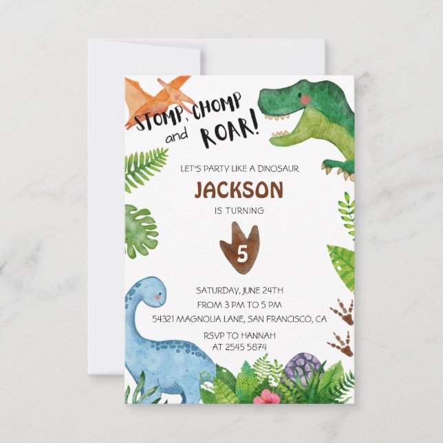 Happy Dinosaurs Birthday Invitation (Front)
